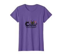 Chive Catitude: Sassy Cat Lover Design con Impronte di Zampe Maglietta, Donna, Viola mélange, 3XL