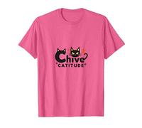 Chive Catitude: Sassy Cat Lover Design con Impronte di Zampe Maglietta, Uomo, Rosa mélange, S