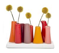 Chive Vaso di fiori multi-camera 'Pooley 2' - Carino e bellissimo vaso in ceramica per fiori e piante da appartamento - zucca, arancione e rosso