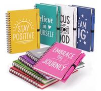 Chivertion 18 Set Small Spiral Inspirational Notebooks with Pens 4x5.5 Inch Inspirational Journals Bulk Motivational Appreciation Thank You Gift for Team Coworker Teacher Student Volunteer (Vibrant)