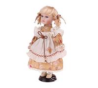 chiwanji Bambola in Porcellana 30 Cm, Vintage Persone con Abito Giallo da Collezione