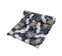 chiwanji Tessuto per Cucire in Cotone Kimono Giapponese Stampato Trapuntato Vestiti per Metro 150x100cm per Borse, Biancheria da Letto, Cuscini, Tovaglia, Cost - Crisantemo Blu