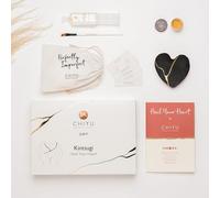 CHIYU Kit Kintsugi - Heal Your Heart - Colla d'oro - Include un cuore in ceramica - Scatola regalo - Kit di riparazione Kintsugi - disponibile in Carbone Arrossire e Avorio (Carbone)
