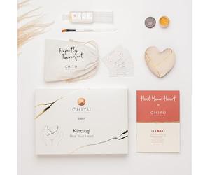 CHIYU Kit Kintsugi - Heal Your Heart - Colla d'oro - Include un cuore in ceramica - Scatola regalo - Kit di riparazione Kintsugi - disponibile in Carbone Arrossire e Avorio (Avorio)