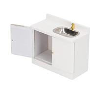 Chiyyak Armadietto da Bagno per Casa delle Bambole in Miniatura Robusto Materiale in Legno Lavello e Rubinetto Gioco per Casa delle Bambole Giocattolo Regalo di Compleanno Ideale Legno di Betulla