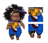 Chiyyak Bambole per Ragazze Africane da 8 Pollici Bamboletta Nera per Bambini Gioco Ideale per la Ricreazione, Regalo Fatto a Mano in Vinile (#2)
