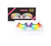 Chiyyak Ciglia False Arcobaleno, Ciglia Sintetiche Colorate per il Trucco del Palcoscenico con Effetto Esagerato, Facile Applicare, per il Cosplay Natalizio di Halloween (Come mostrato)