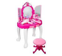 Chiyyak Glamour Set da Toeletta da Principessa per Bambine con Sgabello e Asciugacapelli in Rosa - Perfetto per Giochi di Finzione e Moda