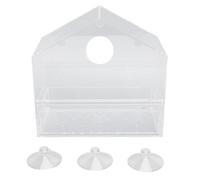 Chiyyak Mangiatoia per uccelli da finestra, carina, trasparente, design a ventosa a prova di caduta, in plastica, per decorazione della casa e osservazione degli uccelli (a forma di casetta D)