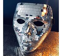 Chiyyak Maschera da Discoteca con Maschera per Mascherata, Visiera Glitterata con Vetro a Specchio Riflettente per Festival, Feste, Rave Natalizi