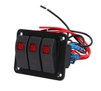 Chiyyak Pannello Interruttori Preciso a 3 Gruppi Pannello Interruttori Impermeabile Resistente Alla Corrosione con Luce di Colore Rosso per Barca per Auto DC12V 24V, Materiale PP Durevole per Auto,