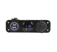 Chiyyak Pannello Presa Voltmetro Doppio Caricatore USB da Pannello a 3 Fori per Barca per Auto con Luce LED Blu