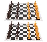 Chiyyak Set di 2 Pezzi degli Scacchi per il Gioco degli Scacchi Set Leggero e Compatto, Adatto a Tutte le età, Perfetto per Rilassare il Corpo e la Mente, Plastica, Colore Marrone e Legno,
