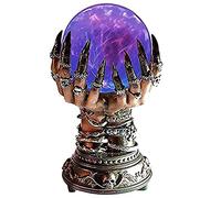 Chiyyak Sfera al plasma di Halloween, sfera di cristallo touch con mani da strega, base per feste di Halloween, decorazione magica lampeggiante, sfera di vetro mistica gotica per chiedere la fortuna