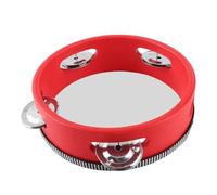 Chiyyak Tamburello Compatto a Campana a Mano con Campanelli Croccanti per la Percezione Musicale di Bambini e Adulti, Materiale in Legno (Rosso da 6 pollici)