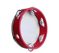 Chiyyak Tamburello Compatto a Campana a Mano con Campanelli Croccanti per la Percezione Musicale di Bambini e Adulti, Materiale in Legno (Rosso da 7 pollici)