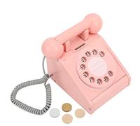Chiyyak Telefono in Legno Dal Design retrò per Bambini, Giocattolo per L'apprendimento e il Gioco, Materiale Sicuro e Durevole, Colore Rosa, 15 Cm (#1)
