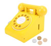 Chiyyak Telefono in Legno Dal Design retrò per Bambini, Giocattolo per L'apprendimento e il Gioco, Materiale Sicuro e Durevole, Colore Rosa, 15 Cm (#3)