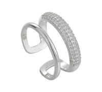 CHIZISX Anello regolabile a doppia fascia, con pietre di zirconia, per donne alla moda e appassionati di gioielli, Rame, Nessuna pietra preziosa