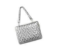 CHIZISX Borsa a tracolla ergonomica per computer portatile da 12 pollici, morbida trapuntata, in nylon, impermeabile, custodia per tablet, borsa a tracolla, Argento