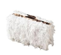 CHIZISX Borsa da sera pelosa Borse da donna Frizioni Eleganti Borse per banchetti Borse a tracolla alla moda con catena staccabile Frizioni Borse per le donne, bianco, One Size