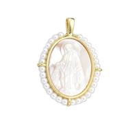 CHIZISX Ciondolo ovale alla moda con medaglietta Marys, accessorio per la creazione di gioielli con perle d'acqua dolce e conchiglie, Misura unica, Rame, Nessuna pietra preziosa