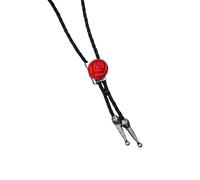 CHIZISX Collana da uomo in pelle intrecciata con ciondolo a forma di cuore e rosa, stile vintage, stile western, per festival musicali, feste, cravatta, accessorio alla moda da uomo, C, Taglia unica