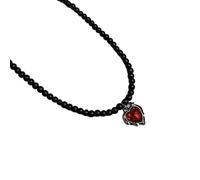 CHIZISX Collana in stile gotico con cuore e farfalla in cristallo nero, collana unica per donne che cercano una moda unica, Misura unica, lega e acciaio al titanio, Nessuna pietra preziosa