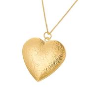 CHIZISX Collana vintage con medaglione a forma di cuore con incisioni floreali, catena regolabile con ciondolo per foto, accessorio per donne, Misura unica, Rame, Nessuna pietra preziosa