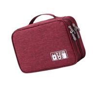 CHIZISX Custodia multiuso in tessuto Oxfords per accessori tecnologici, cosmetici, accessori digitali da viaggio essenziali, Tre strati rosso vino, Bellezza di massa