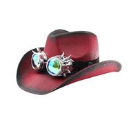 CHIZISX Elegante occhiali Jazzy Hat Cosplay Costume Tutti Corrispondenti Panama Cappello Stage Artisti Jazzy Adulto Danza Accessorio Western