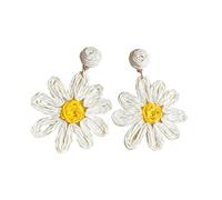 CHIZISX Grande fiore orecchini a cerchio con punte geometriche celestiali design per gli appassionati di moda abbigliamento casual, Misura unica, rafia, Nessuna pietra preziosa