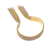 CHIZISX Raffinati gioielli abbinati ad anelli a catena intrecciati, bracciale da sera con nappe, anelli per pelli sensibili, Acciaio inossidabile, Nessuna pietra preziosa