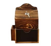 CHIZISX Scatola in legno fatta a mano per ufficio con slot bloccabile, lavagna rimovibile e vano portaoggetti, montaggio a parete, scatola chiudibile a chiave