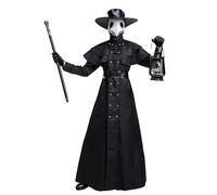 CHJIEXDEC Costume da medico della peste steampunk per adulto, travestimento da Halloween, costume medievale rinascimentale per cosplay, maschera e cappello (taglia S)