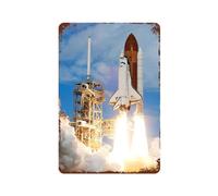 ChJing Targa in metallo retrò con scritta "NASA Space Shuttle Blastoff Challenger", divertente targa in metallo vintage, decorazione da parete, per ufficio, camera da letto, soggiorno, casa, cortile