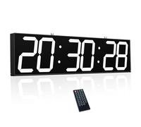 CHKOSDA Orologio da parete digitale a doppia faccia da 72,1 cm, multifunzione a LED, grande timer con temperatura e data, orologio digitale da appendere grande display per corridoi, ospedali (bianco)