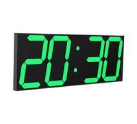 CHKOSDA Orologio da parete digitale, grande orologio da parete con numero di 6", orologio da parete a LED, montaggio a parete/su desktop, alimentazione con cavo (verde)