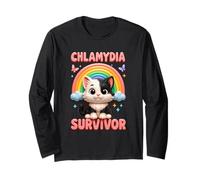 Chlamydia Survivor Cat Rainbow Cringe Strano Umorismo Adulto Maglia a Manica