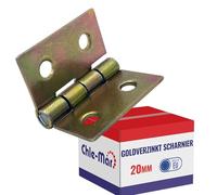 Chle-Mar - 20 cerniere per mobili zincate 20 x 25 mm | cerniere pieghevoli (piccole) | Robusta cerniera per cassapanche, scatole e armadi | Cerniere per porte resistenti alle intemperie per interni ed