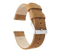 Chlikeyi Bracciale per orologio in pelle da 20-22mm a sgancio rapido, Marrone chiaro, 20mm