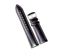 Chlikeyi Cinturini per cinturino per orologio in vera pelle di vacchetta 18-22mm Accessori per cinturino per orologio verde morbido, Nero rosso, 18 mm