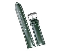 Chlikeyi Cinturini per cinturino per orologio in vera pelle di vacchetta 18-22mm Accessori per cinturino per orologio verde morbido, Verde-bianco, 19 mm