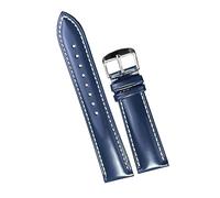 Chlikeyi Cinturini per cinturino per orologio in vera pelle di vacchetta 18-22mm Accessori per cinturino per orologio verde morbido, Blu bianco, 22 mm