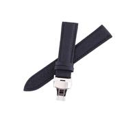 Chlikeyi Cinturini per orologi Fibbia in acciaio con fibbia a farfalla da 12-24mm in vera pelle, Nero, 20mm