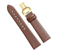 Chlikeyi Cinturini per orologi in morbida pelle Catena per orologio da uomo e da donna in pelle di vacchetta con fibbia a farfalla 11-24mm, Farfalla dorata marrone, 20 mm