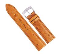 Chlikeyi Cinturini per orologi in pelle di struzzo Cinturino per cinturino in pelle di vitello blu/rosso da 20/22mm, Tan-argento, 22 mm