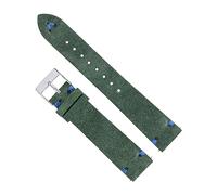 Chlikeyi Cinturini per orologi in pelle scamosciata cuciti a mano 18/20mm Beige/Verde/Blu per uomo/donna Cinturino per orologio a sgancio rapido, Verde, 18 mm