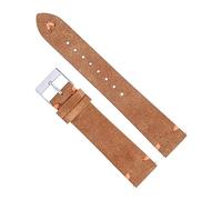 Chlikeyi Cinturini per orologi in pelle scamosciata cuciti a mano 18/20mm Beige/Verde/Blu per uomo/donna Cinturino per orologio a sgancio rapido, Arancia, 20 mm
