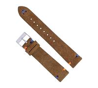 Chlikeyi Cinturini per orologi in pelle scamosciata cuciti a mano 18/20mm Beige/Verde/Blu per uomo/donna Cinturino per orologio a sgancio rapido, Marrone chiaro, 22 mm